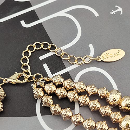 Bocar 3 Layer Chunky Statement Beaded Necklace and Earrings Set, Fashion Multi Layer Women Collar Necklace Jewelry Set - color: Black