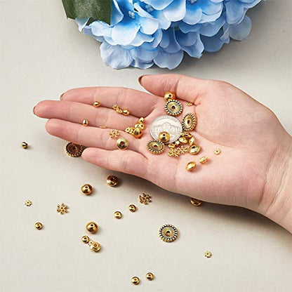 Craftdady Tibetan Antique Golden Spacer Beads with Cotainer Box(8 Styles, 320Pcs) - color: 8 Styles, 320Pcs, Golden