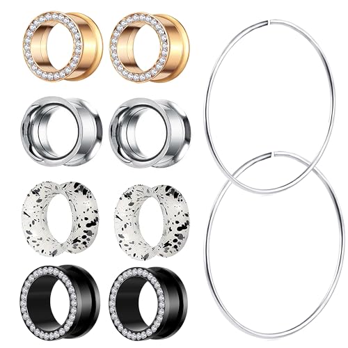 TIANCI FBYJS Stainless Steel Ear Tunnels Saddle Gauges For Ear Silicone Soft Flexible Earrings Gauge Plugs Expander Stretcher Body Piercing Jewelry 0g 2g 00g 1/2'' Set - style: 00g=10mm