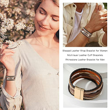 Long tiantian Boho Western Bracelets for Women Leather Wrap Bracelets Turquoise Bracelet Western Jewelry Country Concert Outfits - color: Leather Wrap Bracelets 1