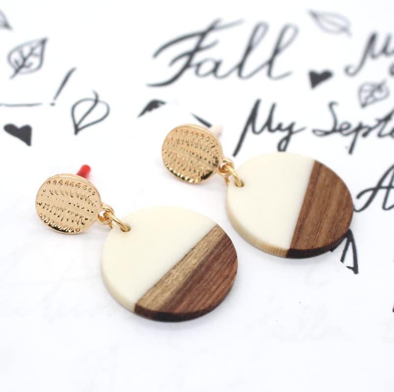 Retro Wooden Resin Geometric Bar Drop Dangle Earrings Layered Leopard for Women Polymer Clay Lightweight Statement Jewelry - style: 12