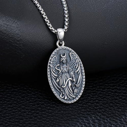Witch Necklace 925 Sterling Silver Pentagram Triple Moon Pentacle Pendant Wiccan Pagan Jewelry Witchy Gifts for Women - style: Lilith Statue