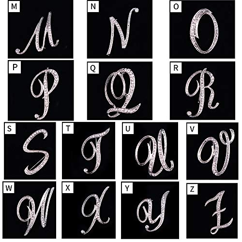 Letter Brooch Pins Initial Rhinestone Brooch for Women Crafts Silvery A-Z - color: Silver N