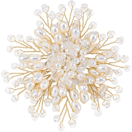 PAGOW Large Pearl Brooches for Women, Fashion Flower Pearl Striking Brooch Pins, Vintage Floral Clustered Pearls Bridal Lapel Costume Pins Decoration for Wedding Party Jewelry - 1pc, White - color: white,style3,1pcs