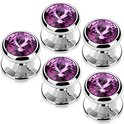 HAWSON Crystal Shirt Studs for Men's Tuxedo Shirt, Tuxedo Buttons for Birthday Wedding Party Christmas. - color: Purple