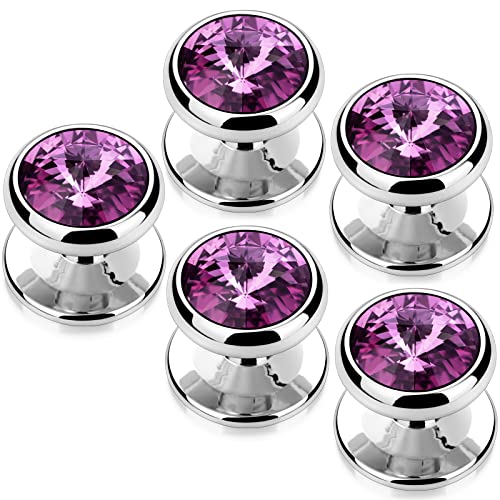 HAWSON Crystal Shirt Studs for Men's Tuxedo Shirt, Tuxedo Buttons for Birthday Wedding Party Christmas. - color: Purple