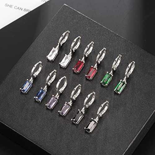 Multicolor Crystal Dangle Studs Earrings Set for Women 925 Silver Hypoallergenic Dangle Earrings Leverback Drop Earring Fashion Cubic Zirconia Leverback Stud Earring Sets Trendy Cubic Zirconia Jewelry Gifts for Women - style: 6-D-S