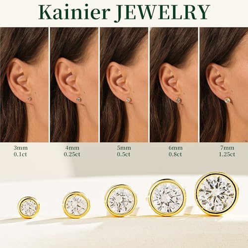 Kainier 5 Pairs CZ Stud Earrings Set Cubic Zirconia Ear Stud for Women Simulated Round Diamond Hypoallergenic Earring 3-7mm