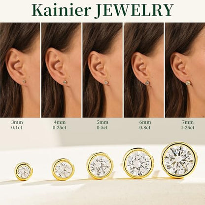 Kainier 5 Pairs CZ Stud Earrings Set Cubic Zirconia Ear Stud for Women Simulated Round Diamond Hypoallergenic Earring 3-7mm