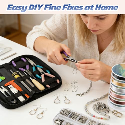 Queenme Jewelry Making Tools Kit: Necklace Repair Set for Adults | Jewelry Making Supplies Kit with Pliers Wires and Findings, Jewelry Repair and Beading, for Bracelet Earring, Crafters DIY