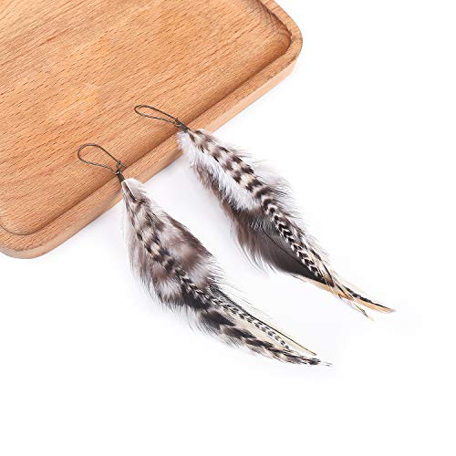 lureme Bohemian Multicolor Pheasant Feathers Dangle Earrings Handmade Natural Feather Earrings (er006314) - style: Dangle