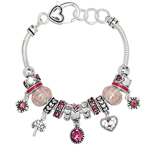 Falari Birthstone Bracelet Multi-Color Charm Beads Silvertone Birthday Gifts for Women - color: 10-October