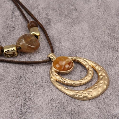 Boho Necklaces for Women Chunky Circle Necklace Bohemian Necklaces | Chunky Boho Necklace for Women Layered Boho Circle Leather Choker Necklace Long Vintage Necklaces Bohemian Jewlery Gifts - style: Large Boho Necklace