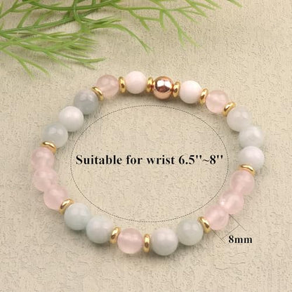 KSQS Healing Stone Bead Bracelet for Women, Natural Gemstones Balance Protection Bracelet, Spiritual Crystal Beads Bracelet Anxiety Relief with Meaning Card - color: Fertility