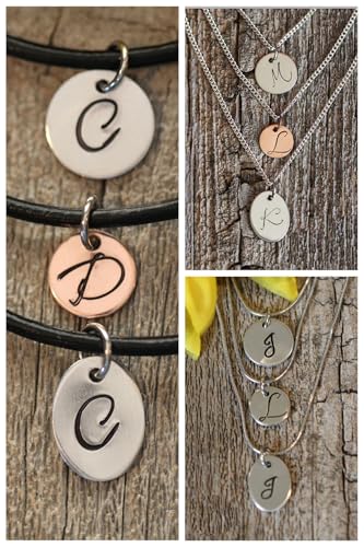 Triple Disc Layered Necklace Set, Monogram Layering Necklace, Stacked Necklaces, Multi Strand Necklace, Family Initial Necklaces, Kid's Initials