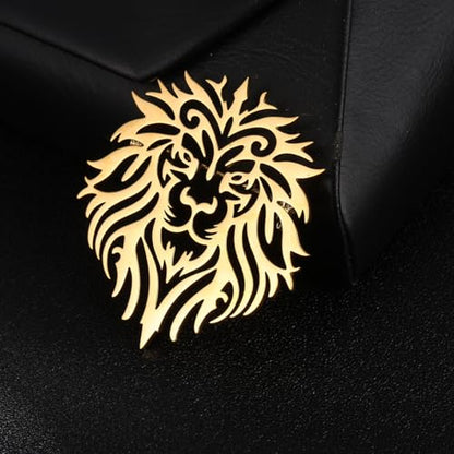 Large-sized Gold Color Phoenix Bird Brooch Wolf and Lion Brooch and Pin - style: Lion King