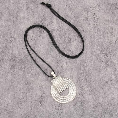 Boho Necklaces for Women Chunky Circle Necklace Bohemian Necklaces | Chunky Boho Necklace for Women Layered Boho Circle Leather Choker Necklace Long Vintage Necklaces Bohemian Jewlery Gifts - style: Boho Chunky Necklace