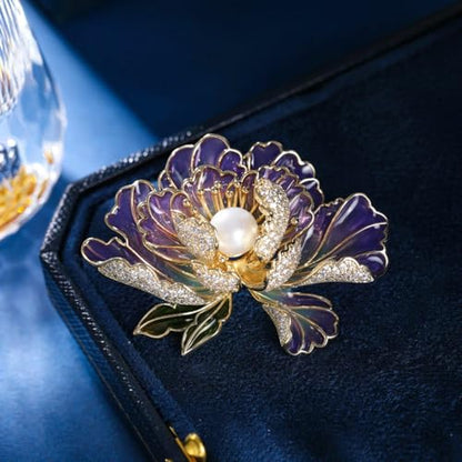 SYWDUDUCLT Fashion Elegant Brooches for Women Brooch, Suitable For Party And Daily Wear On Many Occasions - style: Peony-Purple