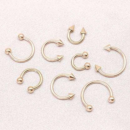 BLISI G23 Solid Titanium Eyebrow Piercing Jewelry, Gold Black Rose Gold Silver Pink Rainbow Eyebrow Rings 16G Curved Barbell,Tiny Vertical Labret Lip Jewelry Rook Piercing Jewelry for Women and Men - color: Rose Gold 2
