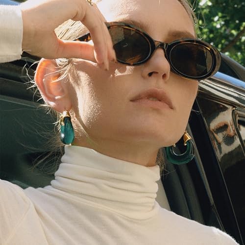 Chunky Hoop Earrings for Women, Lightweight Statement Daily Wear Gifts - color: green