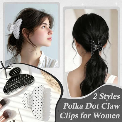 JATEBI 28 Pcs Polka Dot Hair Accessories Kit for Women Includes Fashion Headband, Elastic Band, Claw Clip, Mental Clips, Scrunchie, Ideal Polka Dot Hair Gift for Women Girls
