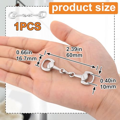 Joez Wonderful Scarf Ring Clip, Wide Band Chunky Chain Silk Scarf Buckle, Shawl Clips Scarf Clasp Holder Scarves Pin - color: (Horsebit) 60mm Silver