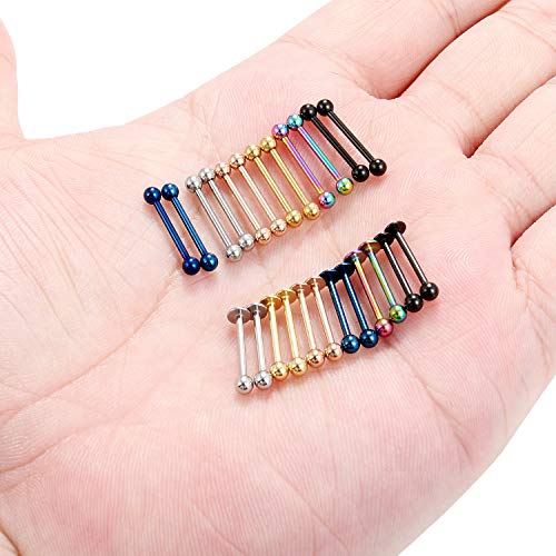 12-24PCS 16G Eyebrow Ear Helix Tragus Cartilage Earring Lip Rings Barbell Body Piercing Jewelry 6mm 8mm 10mm 12mm - style: 24PCS - 12mm Straight & Lip Barbell
