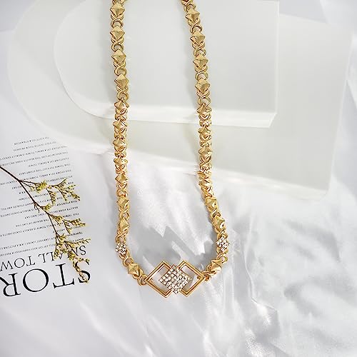 SYHOL Gold Jewelry Sets for Women 18K Gold/Silver Filled Jewelry Necklace Set Wedding Bridal Fashion Jewelry Sets Women Accessories Bracelets Earrings and Rings Sweetheart Gifts - color: X0030-Gold