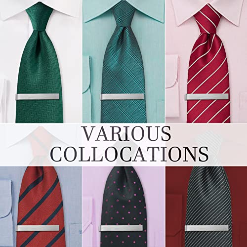 HAWSON 2 inch Tie Clips for Men-Skinny Tie Bar Tie Set for Wedding Anniversary Business and Best Gift for Dad Husband Brother - color: 4 PCS - Brush Silver 1