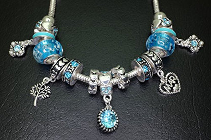 Falari Birthstone Bracelet Multi-Color Charm Beads Silvertone Birthday Gifts for Women - color: 03-March