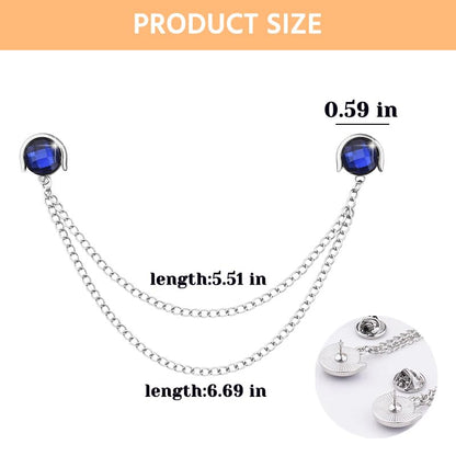 Crystal Rhinestone Brooch Mens Lapel Pins for Shirt Collar Suit Tassel Collar Chains for Shirts Badge Suit Accessories Men Brooch - color: Blue-J