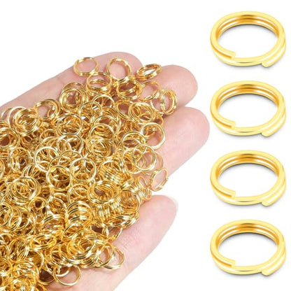8mm 300 PCS Gold Tiny Split Key Rings for Jewelry Making, Double Loops Split Jump Rings Necklaces Bracelets Earrings Metal Mini Key Rings DIY Craft Hardware - color: 8mm(inside dia. 6.6mm) Tiny Rings Gold 300pcs