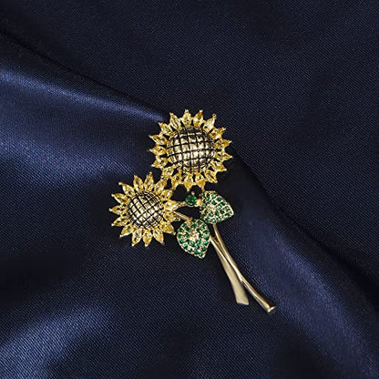 Brooches for Women, Shiny Cubic Zirconia Brooch Pins for Women Fashion Brooch Pin Broach Jewelry Gift - color: Sunflower