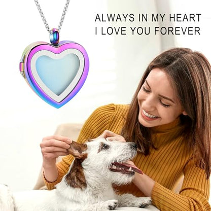 Oinsi Cremation Locket Necklace For Ashes Of Loved One Carry Photo Glass Memorial Urn Jewelry 316L Stainless Steel Keepsake Gifts - color: B-Customize Image