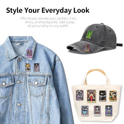 4/6/9/10/12/16/20PCS Cute Enamel Pins Bulk Set, Art Aesthetic Lapel Brooches, Humorous Quote Pins for Backpacks Jackets Hats Bags, Novelty Cool Badges for Women, Men, Teens, Kids - style: 12pcs Tarot