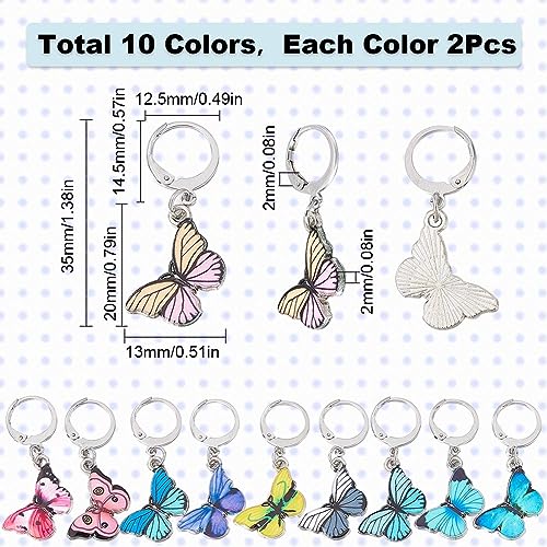 SUNNYCLUE 1 Box 20Pcs Stitch Markers Cute Butterfly Lobster Clasp Charms Crochet Stitch Marker Removable Knitting Stitch Markers Metal Crocheting Markers for Sewing Weaving Knit Threading DIY Craft - color: 20pcs Silver Tone Butterfly Stitch Markers With