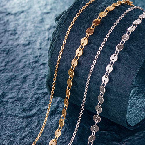 LOYATA Dainty Ankle Bracelet,14K Gold Plated Tiny Bead Anklet Dainty White Cubic Zirconia Cross Tassel Foot Chain Cute Lucky Moon Evil Eye Foot Jewelry Boho Anklets for Women - color: Layer Gold Bead