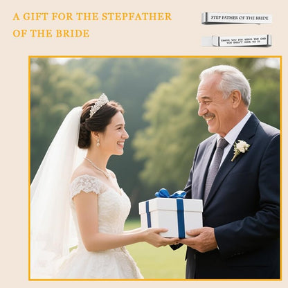 Step Father of The Bride Groom Gifts from Daughter Son, Stepfather of The Groom Bride Tie Clip Gifts for Wedding Day for Dad - style: step father of bride