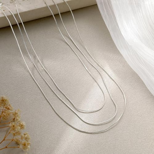 Gold & Silver Layered Chain Necklaces for Women Men,Stackable Dainty Figaro Cuban Paperclip Snake Link Jewelry Set