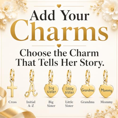 Baby Crystals Custom 14K Gold-Plated Initial Bracelet Charm, Birthday Keepsake Jewelry - style: Rosaline Pearls