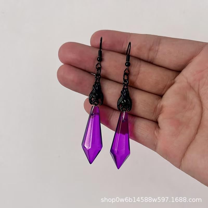 ONLYJUMP Gothic Vampire Bat Earrings Necklace Set for Women Vintage Goth Dark Bat Earrings Blood Pendant Necklaces Mystic Witch Halloween Costume Jewelry Gifts - style: Purple