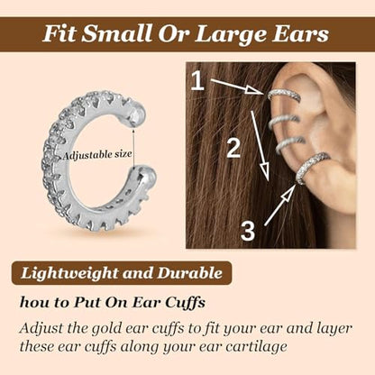 Ear Cuffs Non Piercing Ear Cuff Earrings for Women Gifts Trendy Stuff Clip on Cartilage Earrings Stacks Fake Earrings Jewelry Gifts - color: A4:clip on earrings C