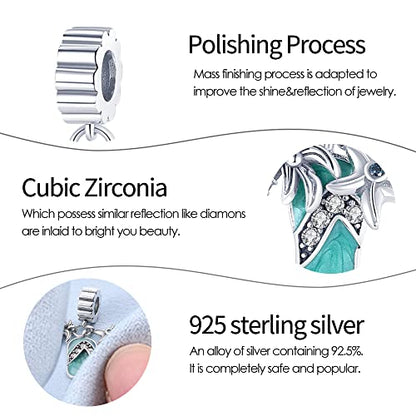 Pandach 925 Sterling Silver Charms for Bracelets and Necklaces Travel Round The World Beads Charms Relaxation Dangle Pendant,Jewelry Beads Gifts for Women - style: Beach coconut tree starfish slippers Charm