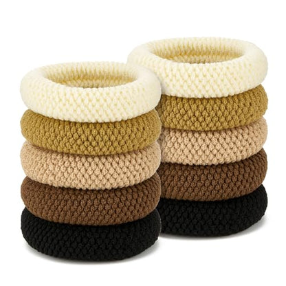 QIUTIMIY 10 Pcs No Damage Hair Ties Thick Hair Elastic Rubber Bands Hair Accessories Scrunchies Seamless for Women - color: Style 4