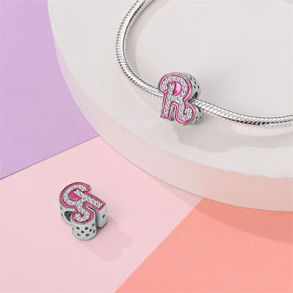 925 Sterling Silver Letter Charms Fits Pandora Bracelets Alphabet AZ Bead Charm for Bracelets Necklace with 5A Cubic Zirconia for Women Birthday Ceremony DIY Jewelry Gift - style: R