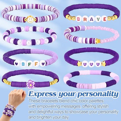 Friendship Bracelets Heishi Surfer Clay Bead Bracelets Set Stackable Beaded Preppy Jewelry Bracelets Friendship Boho Y2K Bracelets for Women Teen Girls Party Favors - color: Esthetics