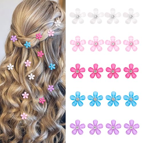 YISSION Colorful Rhinestone Hair Accessories - Mini Flower Hair Clips, Pins & Barrettes for Wedding, Bridal, Girls & Women - color: Multi-colored