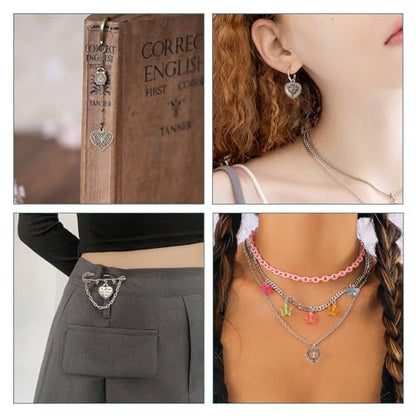 Elecrelive Crystal Heart Charms Rhinestone Heart Pendants Valentine Charms for Necklace Bracelet Earring Wedding Jewelry - color: Matte Silver, 120pcs