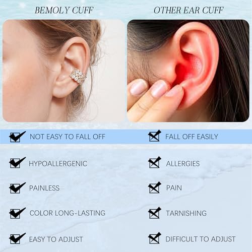 Gold Ear Cuff for Women, 14K Gold Plated Single Non-Pierced Earring with Micro-Pave Cubic Zirconia Adjustable Open Ear Clip for Daily Wear & Special Occasions - color: ear cuff-S 008