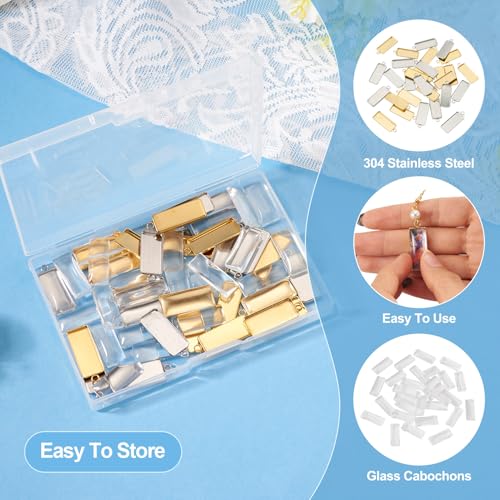 Craftdady Stainless Steel Pendant Cabochon Settings Heart Square Teardrop Flat Round Oval Rectangle Blank Bezel Trays Base Pendant with Glass Cabochons for DIY Earrings Necklace Jewelry - color: Golden & Stainless Steel Color Rectangle